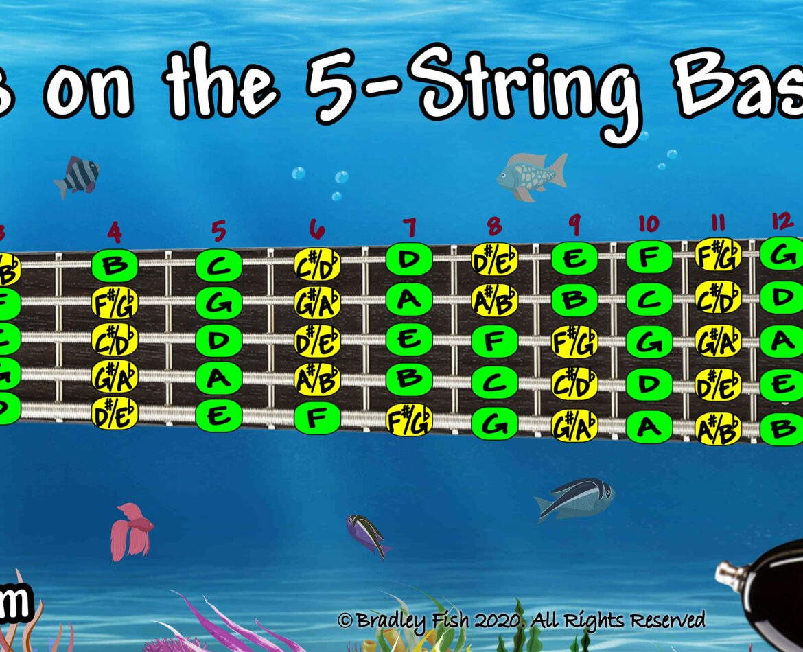 The Notes on the 5 String Bass!! Now in Color!!
