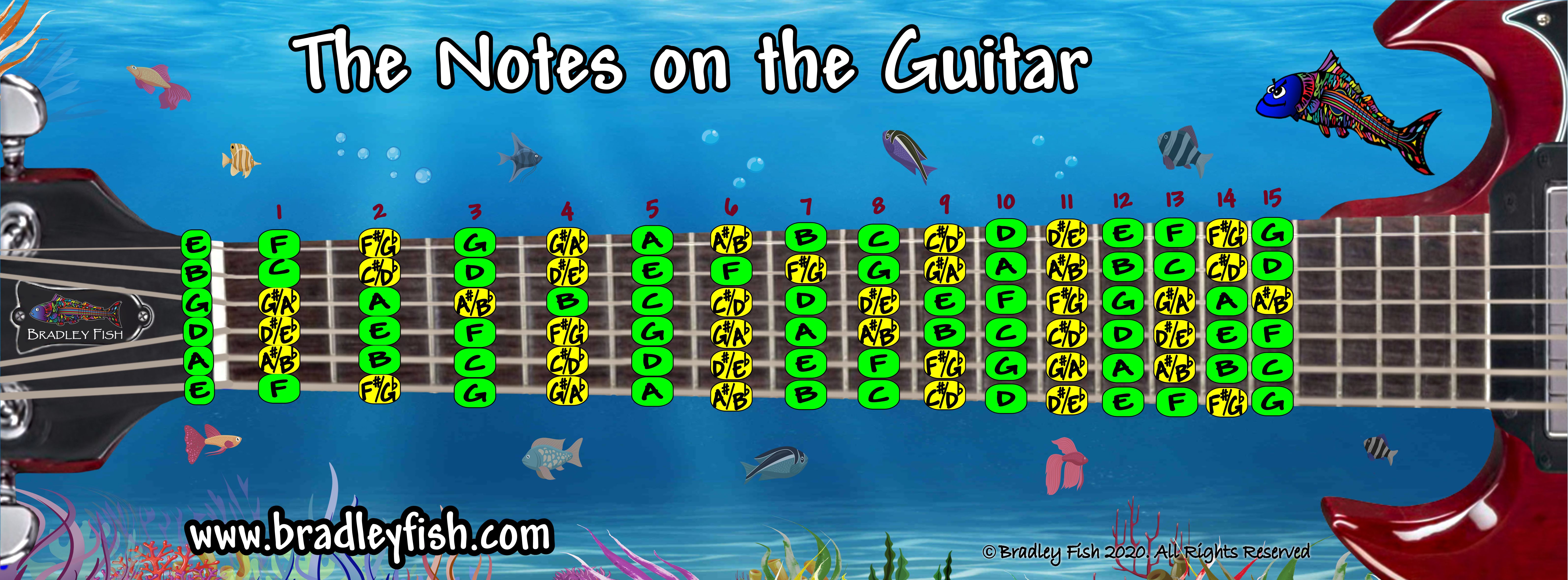 The notes on the 6-string guitar